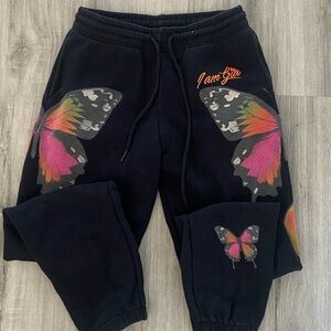 I.AM.GIA Black and Pink Butterfly Sweatpants